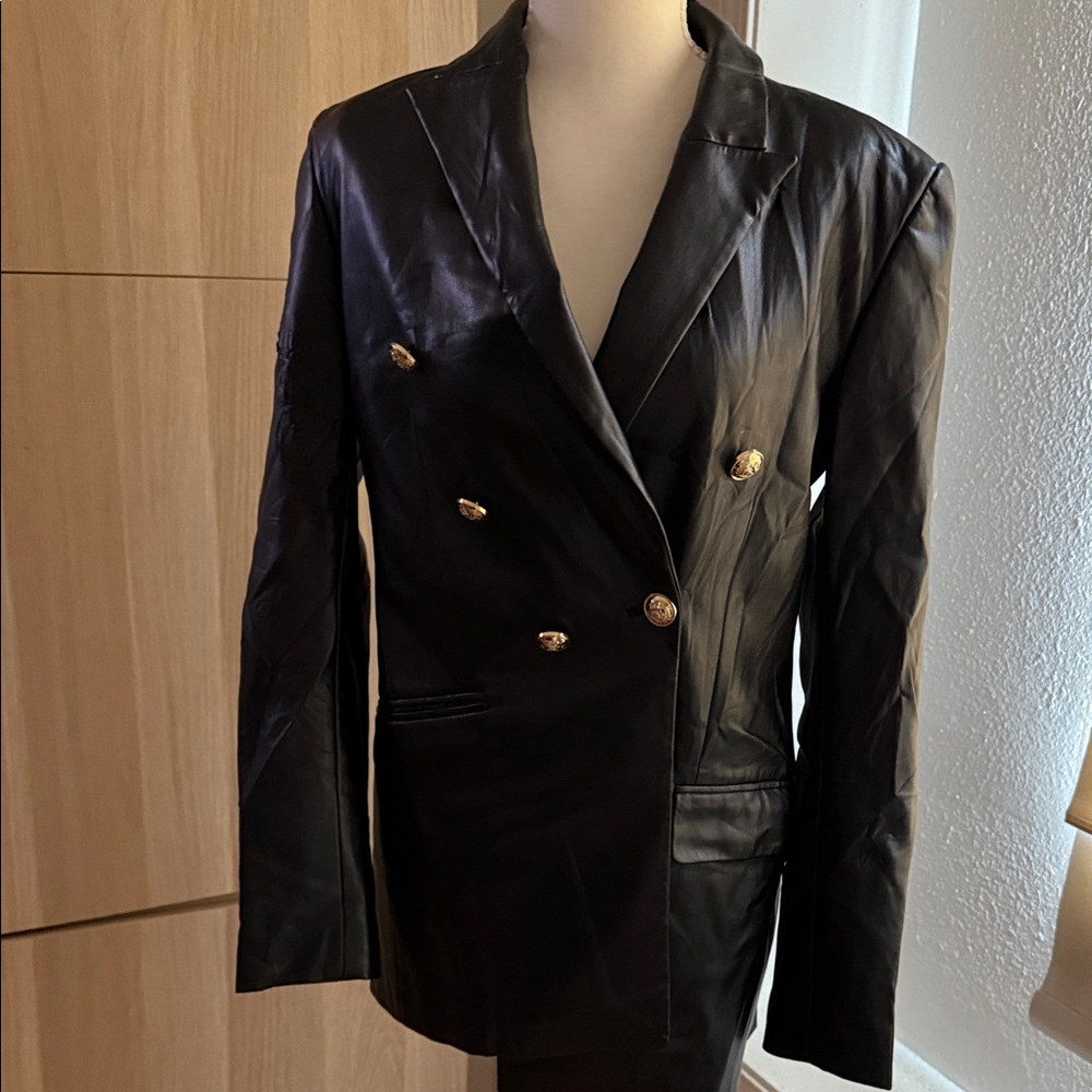 Zara Black Blazer with Gold Accents